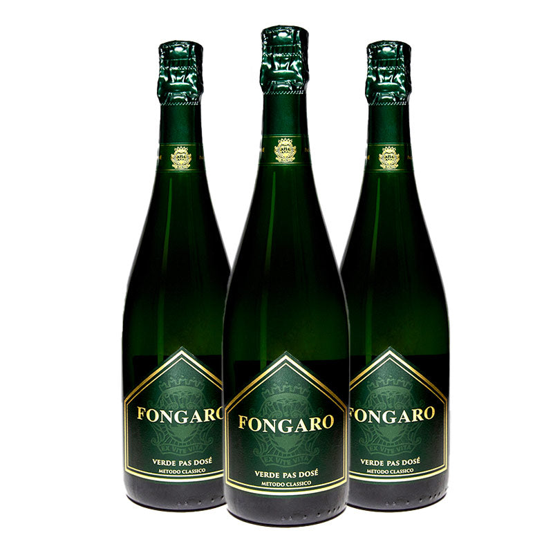 Three bottles of Fongaro Verde Pas Dosé, Durello Sparkling Wine