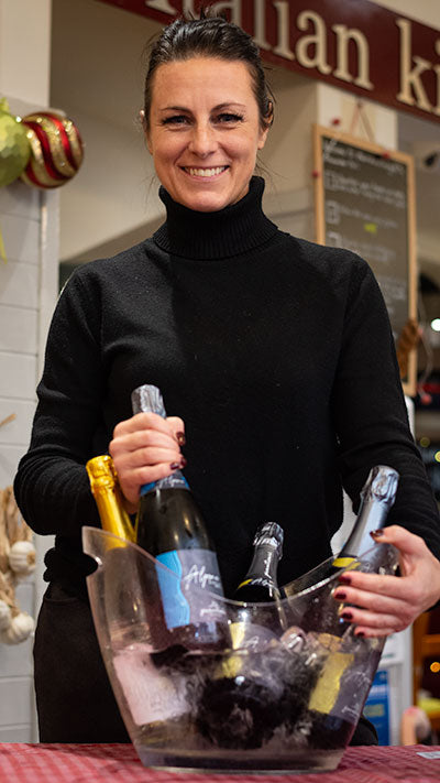 A Bubbly Bandit with bottles of sparkling durello