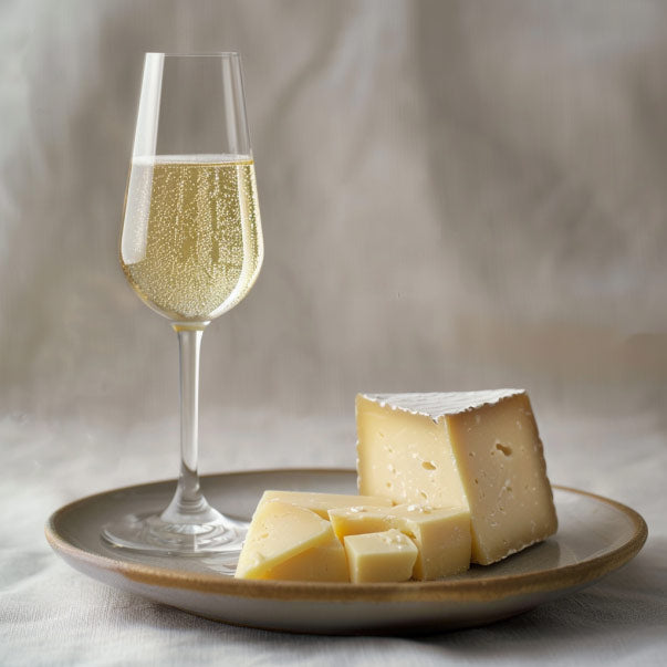 a-glass-of-durello-on-a-plate-of-mature-cheese