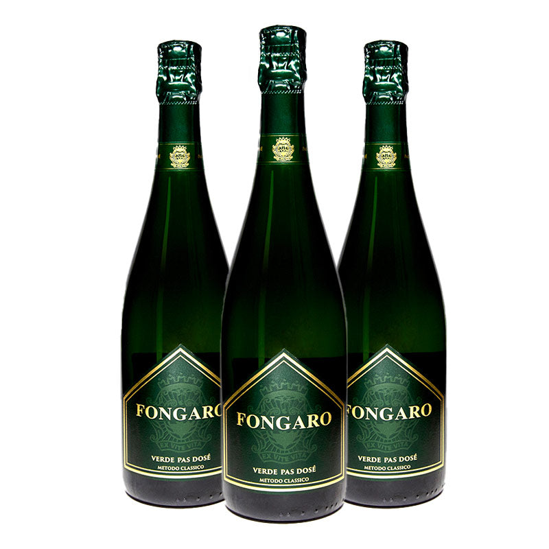 Three bottles of Fongaro Verde Pas Dosé, Durello Sparkling Wine