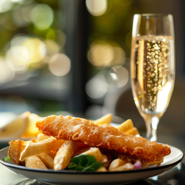 a-glass-of-durello-next-to-a-dish-of-fish-and-chips